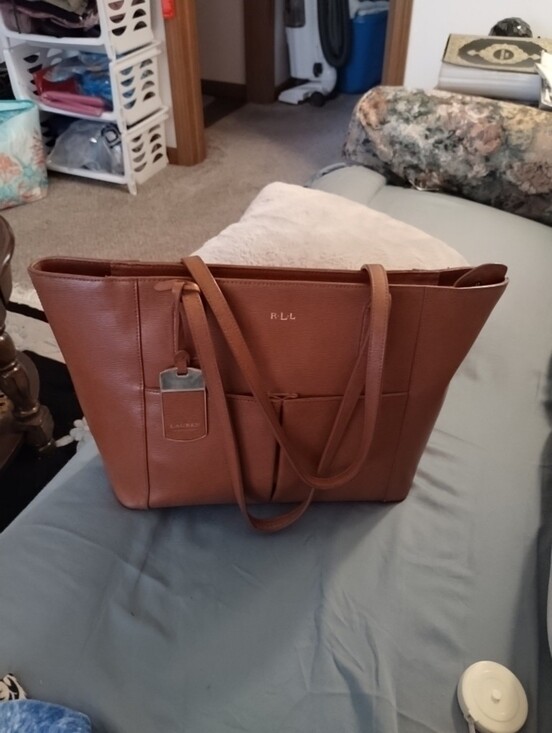 Ralph Lauren Handbags - Ralph Lauren Brown Leather Zip Tote